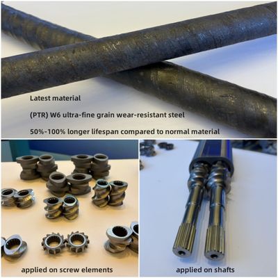 (PTR) W6超細粒度耐磨鋼エクストルーダー部品 ツインスクリューエクストルーダースレッド要素 樽とシャフト