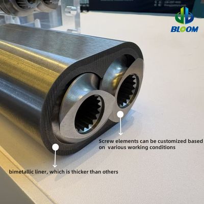 プラスチック樹脂の混合、コンパウンド、造粒用の押出機部品スクリューセグメントバレルとライナー（ハロゲンフリー難燃剤付き）