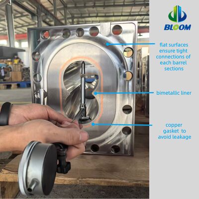 耐磨性とモジュール化設計で,高トルクエクストルーションのためのカスタマイズされたニッケル合金ツインスクリューバレル