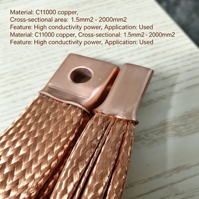 純銅 ニッケル付 パーソナライズされた寸法 工業用電源伝送用の銅編み柔軟なコネクタ